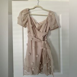 Beige Pom Pom mini dress